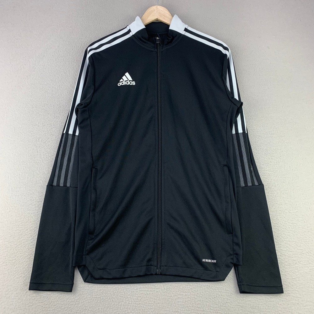 Adidas Tiro Track Jacket Men Small Black Athletic Full Zip Performance Soccer
